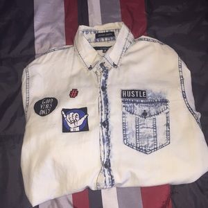 Good vibes only & Hustle long sleeve button shirt